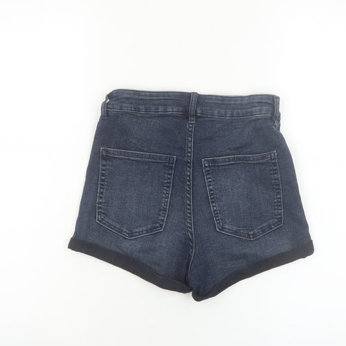 H&M Divided Women's Blue Denim High Rise Stretch Hot Pants Shorts Size 10