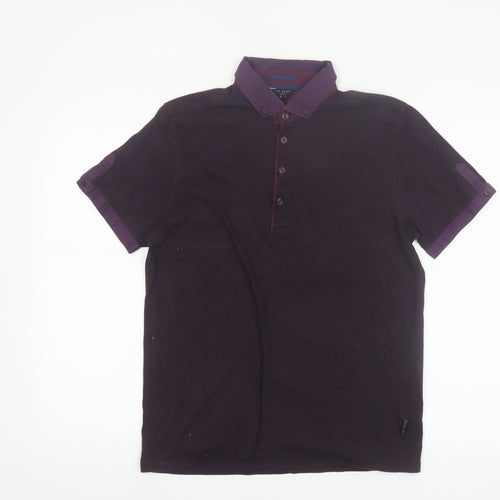 Ted Baker Men’s Purple Cotton Button-Down Polo Shirt Size M