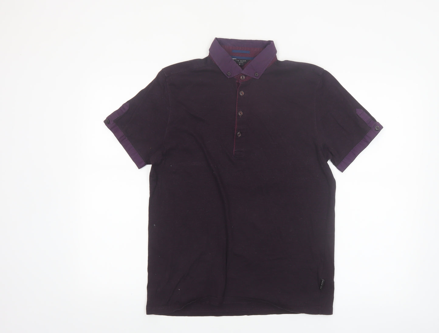 Ted Baker Men’s Purple Cotton Button-Down Polo Shirt Size M