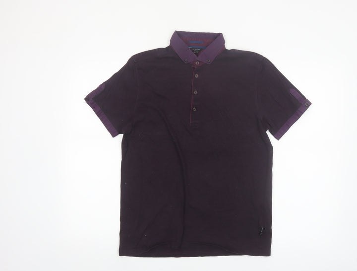 Ted Baker Men’s Purple Cotton Button-Down Polo Shirt Size M
