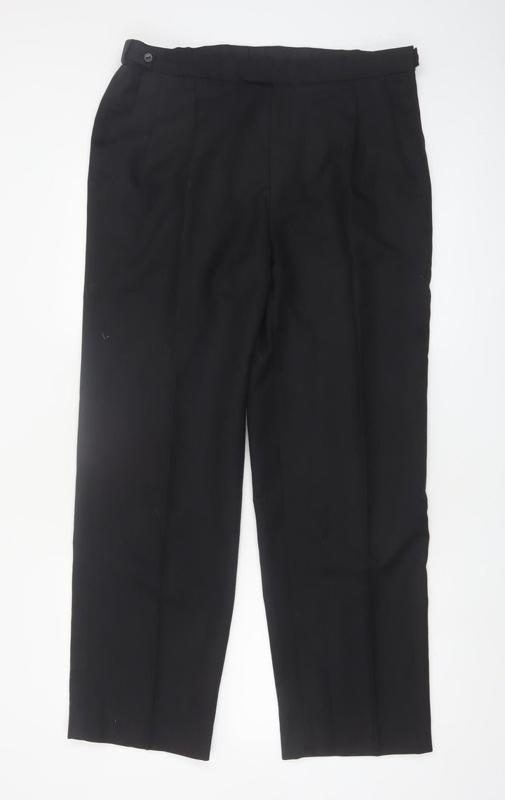 Marks and Spencer St Michael Men’s Black 36x31 Wool Blend Pleated Dress Pants