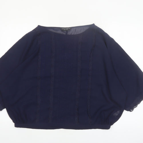 Dorothy Perkins Women's Blue Lace Trim Tunic Blouse Size 14