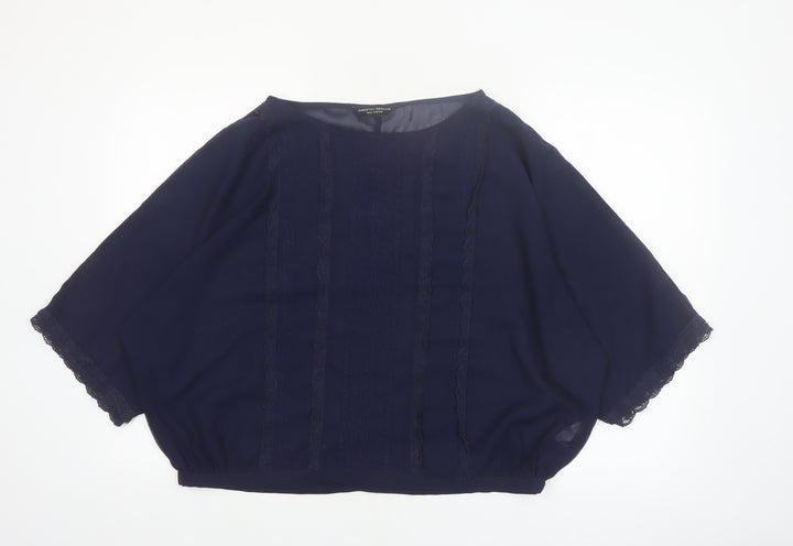 Dorothy Perkins Women's Blue Lace Trim Tunic Blouse Size 14