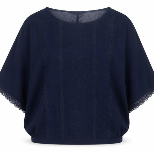 Dorothy Perkins Women's Blue Lace Trim Tunic Blouse Size 14