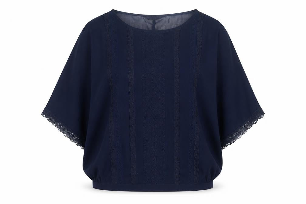 Dorothy Perkins Women's Blue Lace Trim Tunic Blouse Size 14