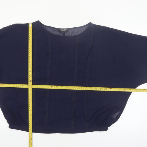 Dorothy Perkins Women's Blue Lace Trim Tunic Blouse Size 14