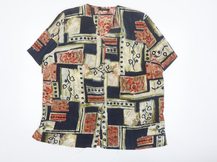 Plus Collections Women’s Multicoloured Geometric Tunic Blouse Size 20