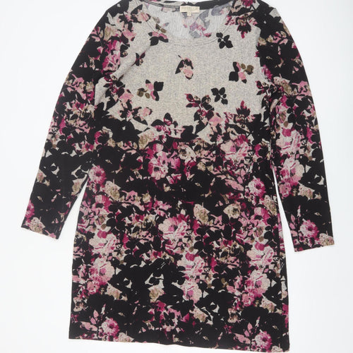 Nabella Women's Multicoloured Floral Shift Dress L Long Sleeve