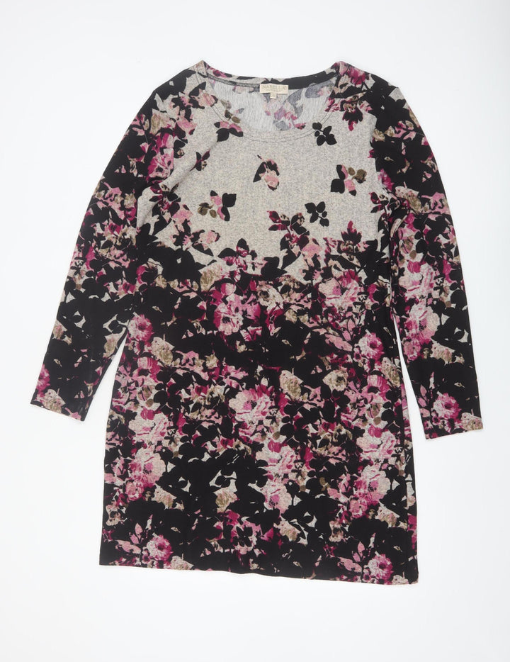 Nabella Women's Multicoloured Floral Shift Dress L Long Sleeve