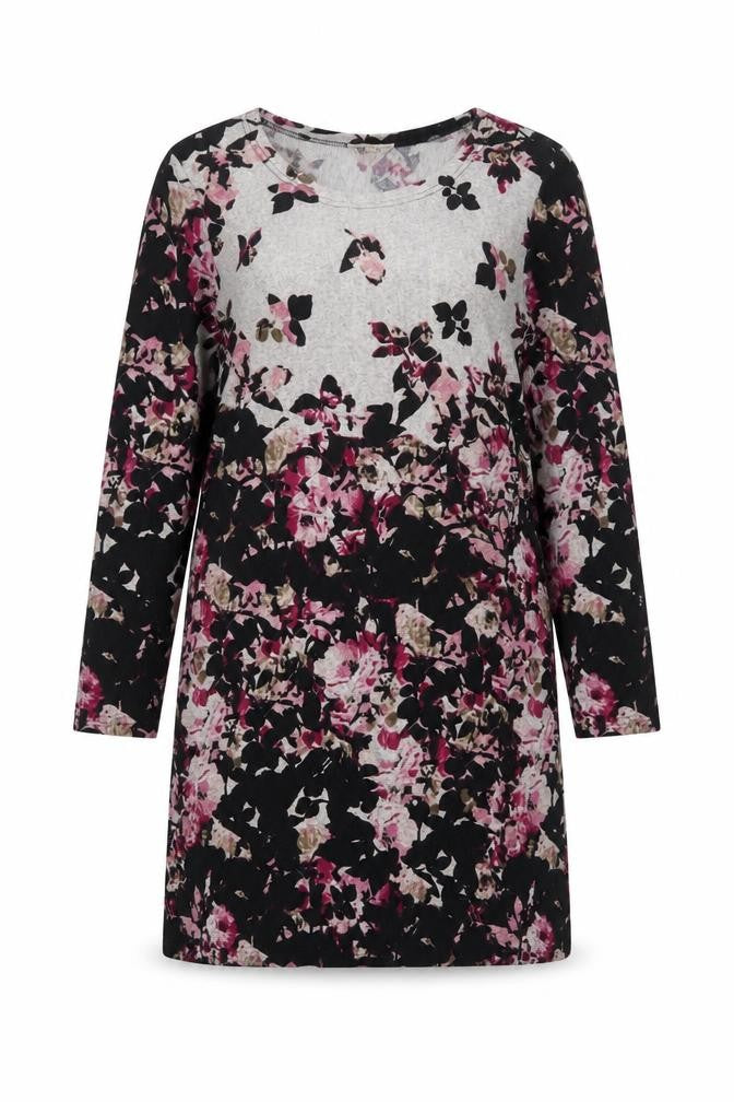 Front view of Nabella Women's Multicoloured Floral Shift Dress L Long Sleeve