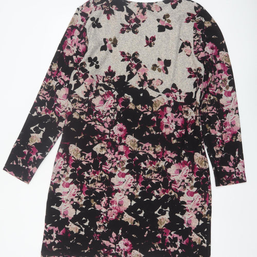Nabella Women's Multicoloured Floral Shift Dress L Long Sleeve