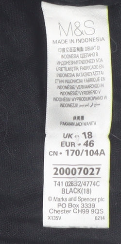 Marks and Spencer Women's Black Linen 3/4 Sleeve Button Blouse Size 18