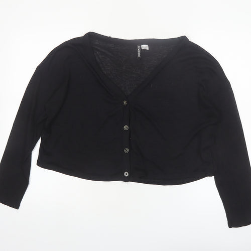 H&M Divided Women's Black V-Neck Button Cardigan Size M