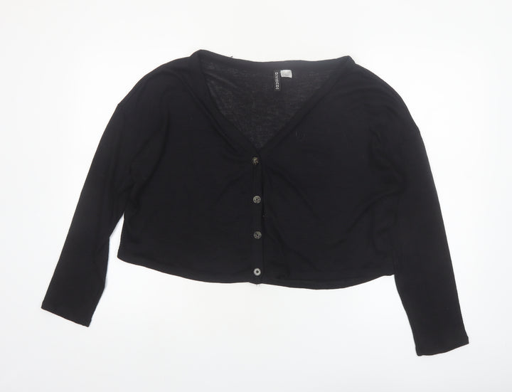 H&M Divided Women's Black V-Neck Button Cardigan Size M