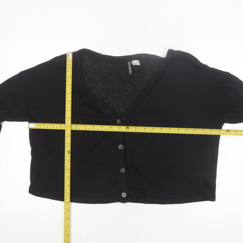 H&M Divided Women's Black V-Neck Button Cardigan Size M