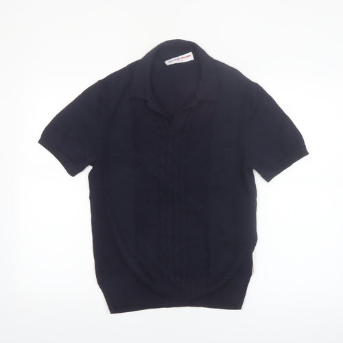 Orlebar Brown Men's Blue Merino Silk Polo Knit Jumper M
