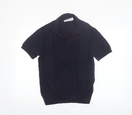 Orlebar Brown Men's Blue Merino Silk Polo Knit Jumper M