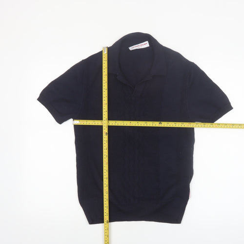 Orlebar Brown Men's Blue Merino Silk Polo Knit Jumper M