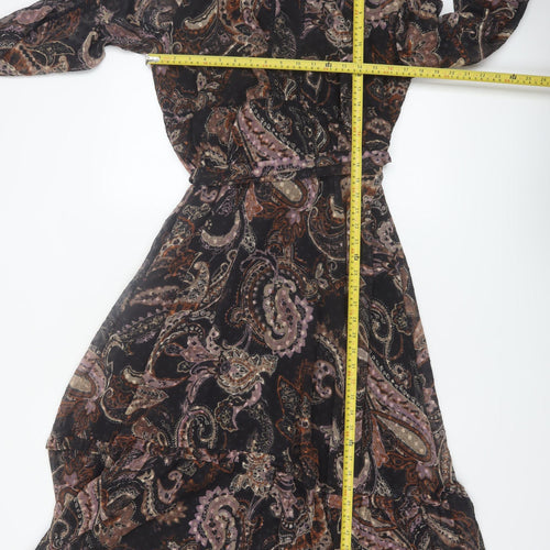 Oasis Petite Women's Multicoloured Paisley Midi Fit & Flare Dress Size 16