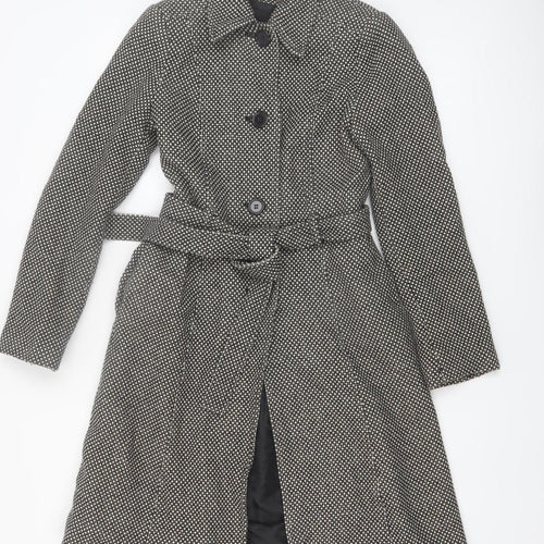 Killah Women's Black Tweed Belted Trench Coat Size M