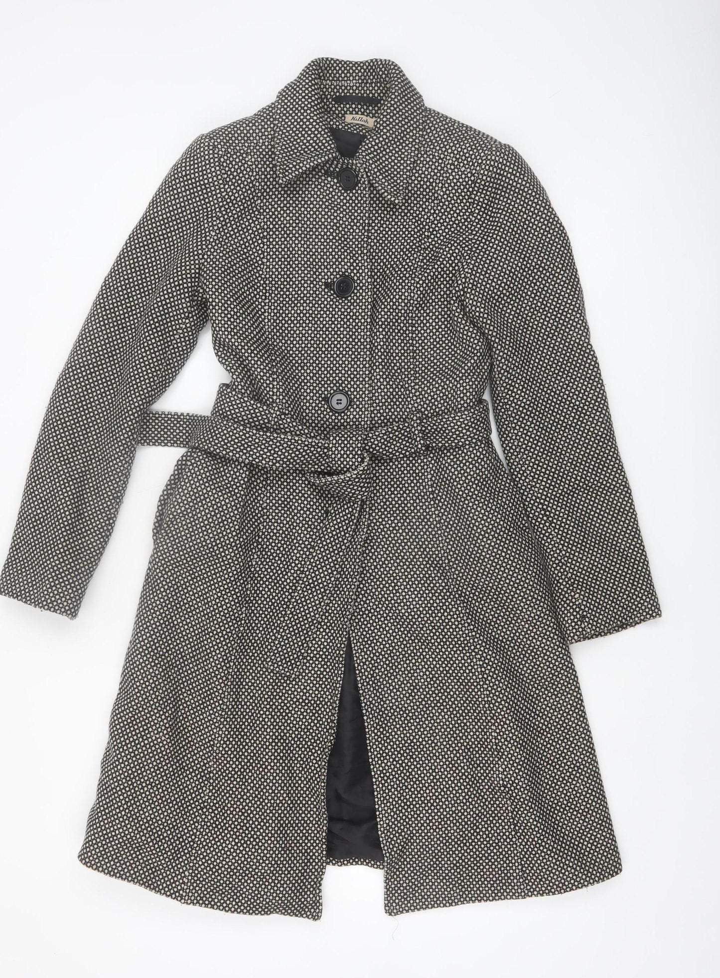 Killah Women's Black Tweed Belted Trench Coat Size M