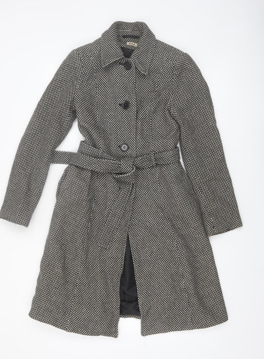 Killah Women's Black Tweed Belted Trench Coat Size M