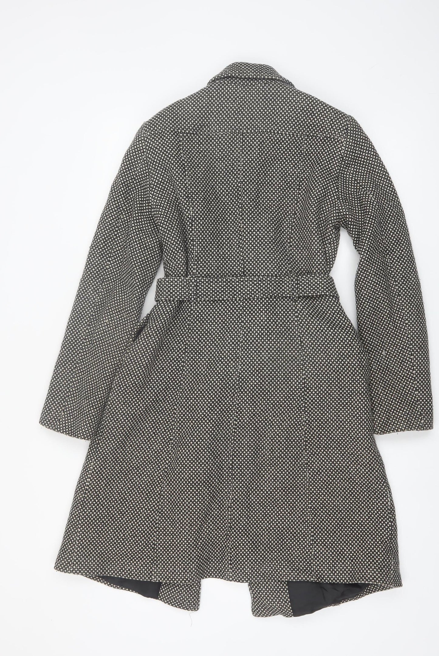 Killah Women's Black Tweed Belted Trench Coat Size M