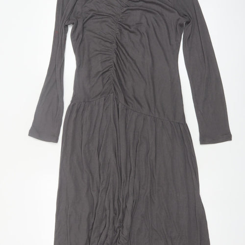 Marks and Spencer Women Grey Size 12 Midi Fit & Flare Dress