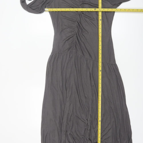 Marks and Spencer Women Grey Size 12 Midi Fit & Flare Dress