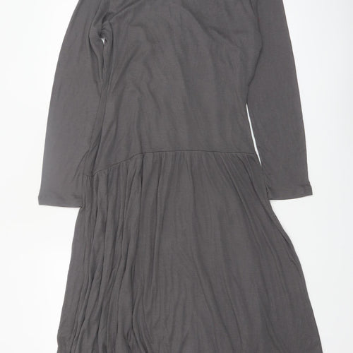 Marks and Spencer Women Grey Size 12 Midi Fit & Flare Dress