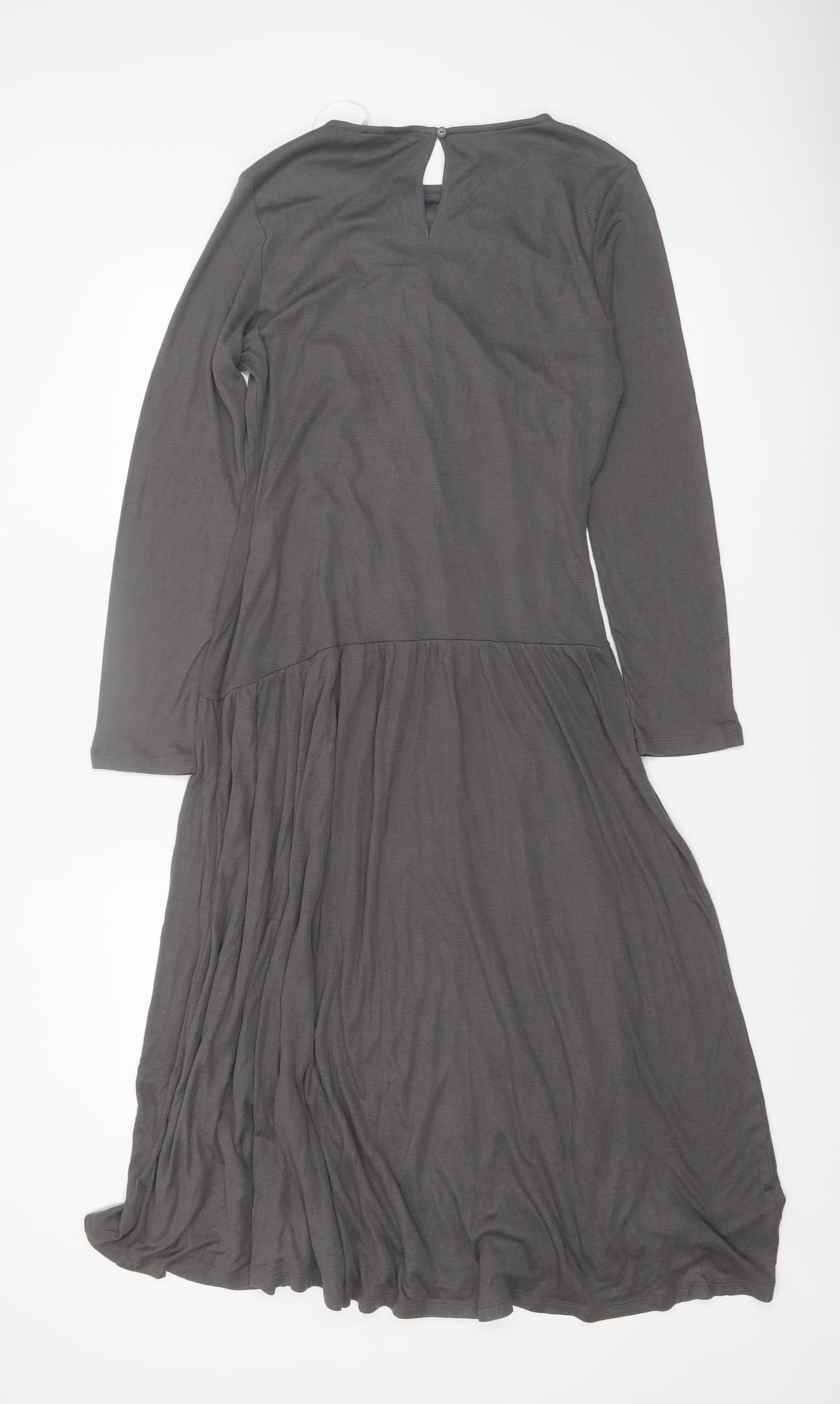 Marks and Spencer Women Grey Size 12 Midi Fit & Flare Dress