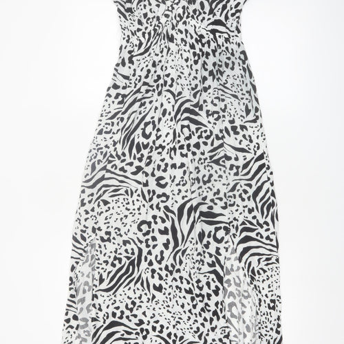 New Look Women’s Black Animal Print Maxi Dress Size M Viscose