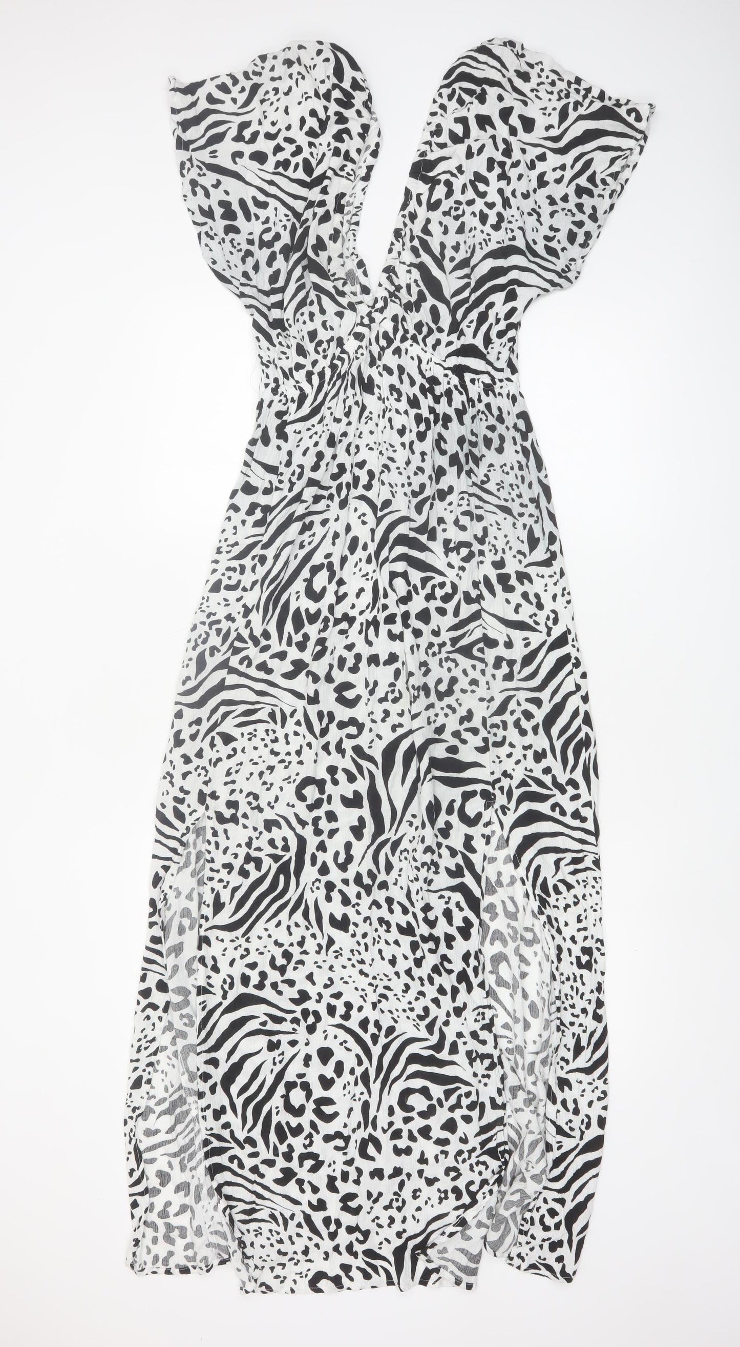 New Look Women’s Black Animal Print Maxi Dress Size M Viscose
