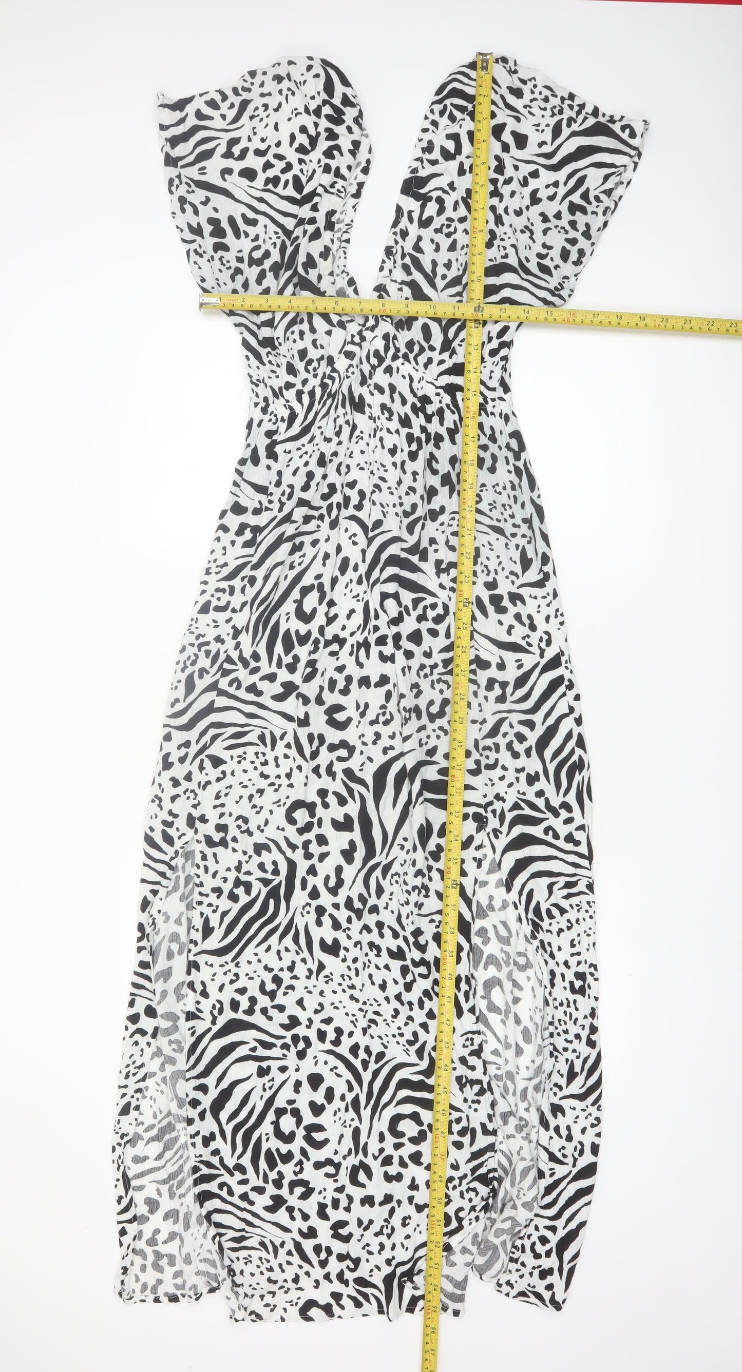 New Look Women’s Black Animal Print Maxi Dress Size M Viscose