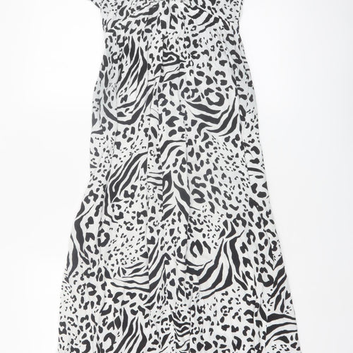 New Look Women’s Black Animal Print Maxi Dress Size M Viscose