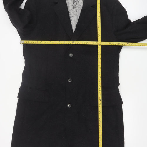 Hugo Boss Men's Black Wool Cashmere Long Overcoat Size 54