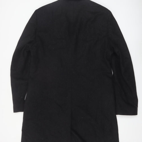 Hugo Boss Men's Black Wool Cashmere Long Overcoat Size 54