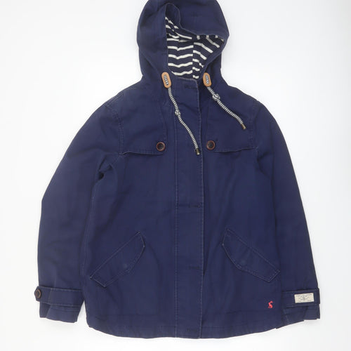 Joules Women’s Blue Hooded Waterproof Cotton Parka Jacket UK 12