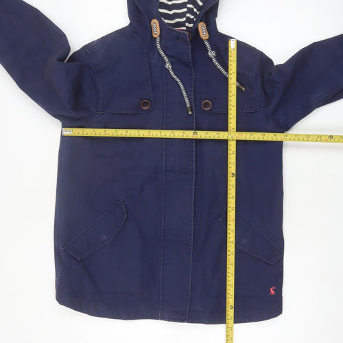 Joules Women’s Blue Hooded Waterproof Cotton Parka Jacket UK 12