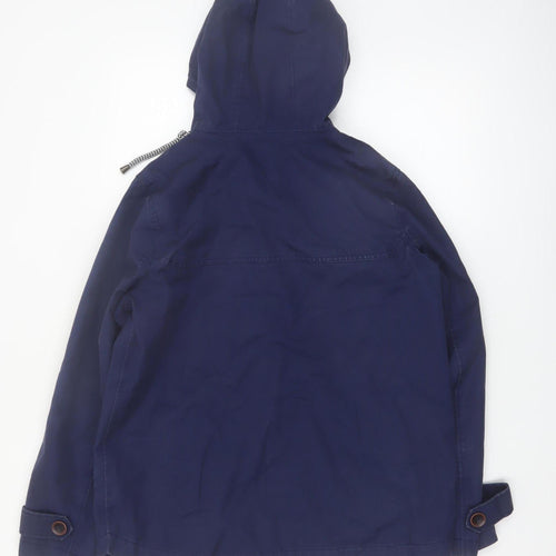 Joules Women’s Blue Hooded Waterproof Cotton Parka Jacket UK 12