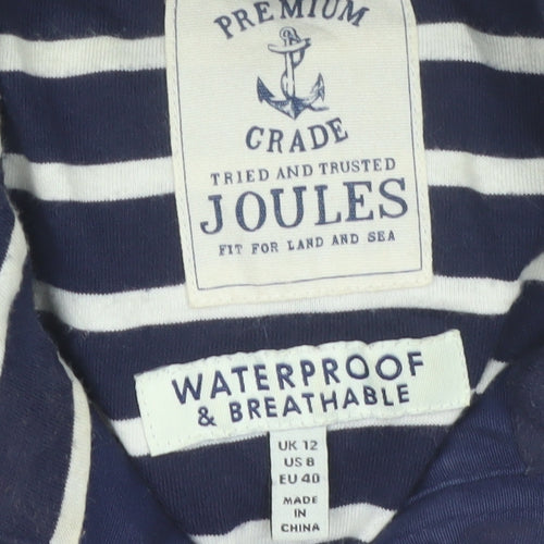 Joules Women’s Blue Hooded Waterproof Cotton Parka Jacket UK 12