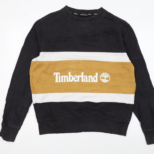 Timberland Womens Black Colourblock Sweatshirt M Regular Fit Cotton