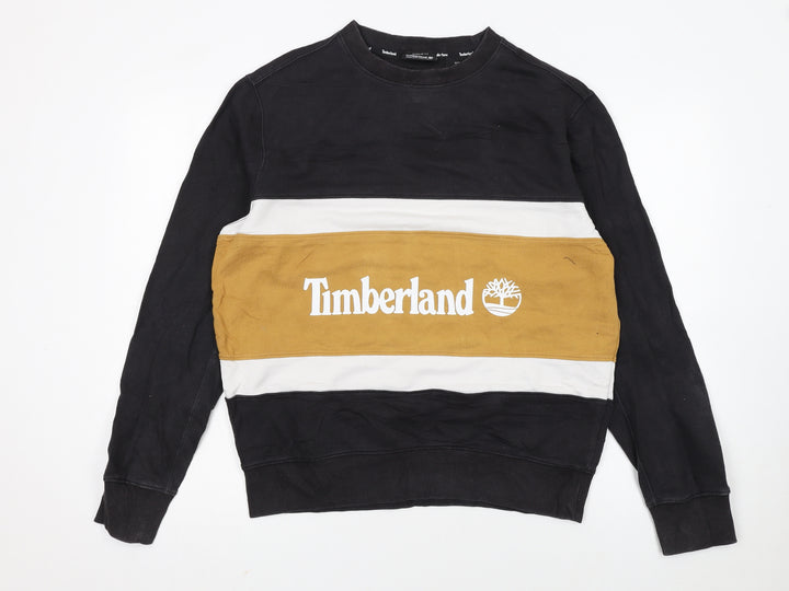 Timberland Womens Black Colourblock Sweatshirt M Regular Fit Cotton