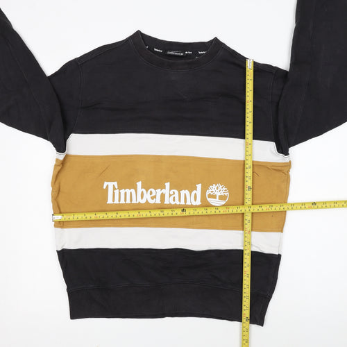 Timberland Womens Black Colourblock Sweatshirt M Regular Fit Cotton