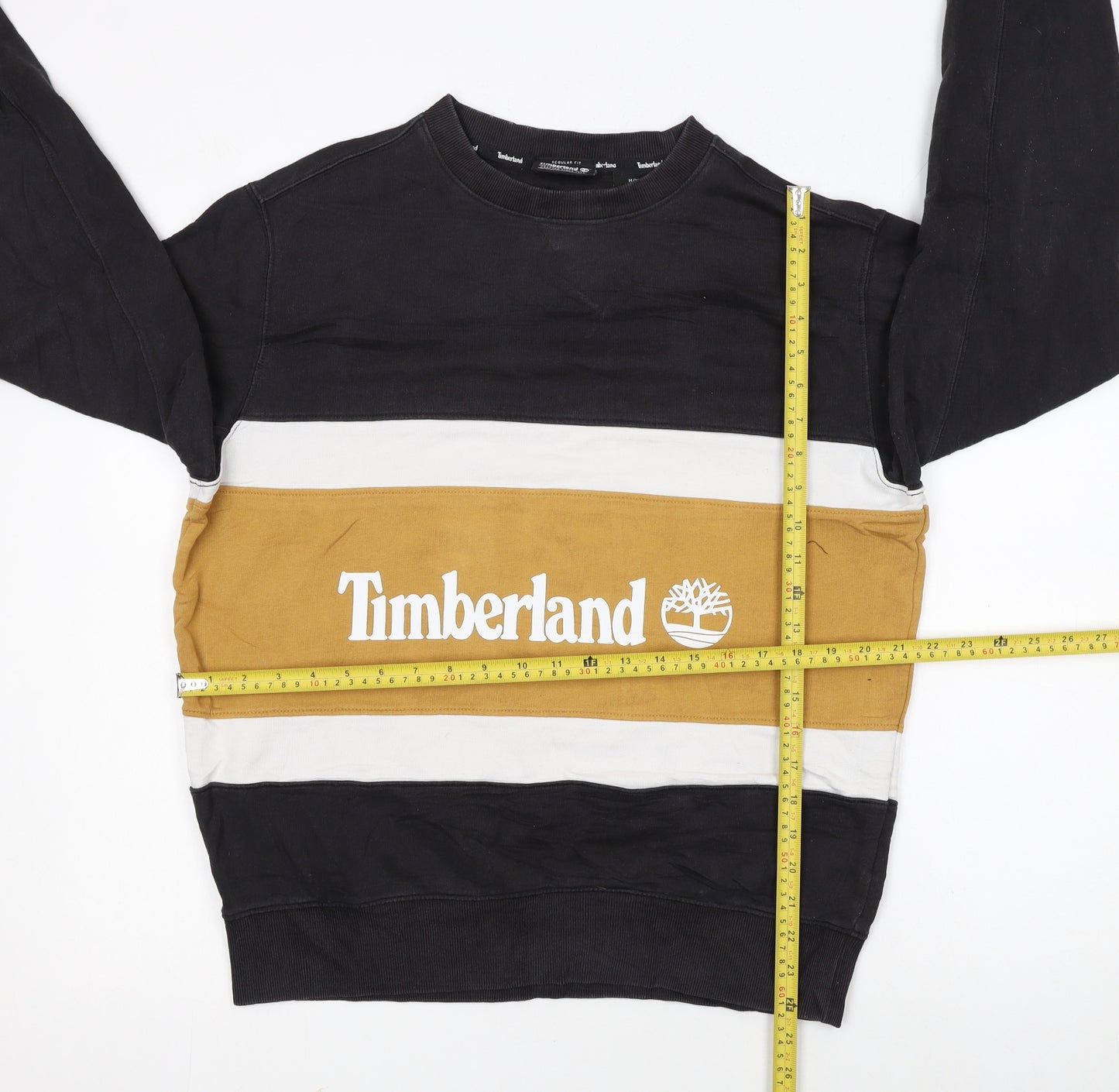 Timberland Womens Black Colourblock Sweatshirt M Regular Fit Cotton