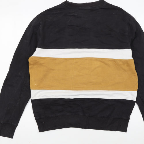 Timberland Womens Black Colourblock Sweatshirt M Regular Fit Cotton