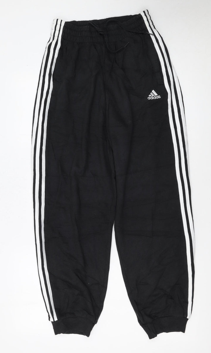 Adidas Women Black Jogger Trousers S 8-10 Elastic Waist Pockets Casual