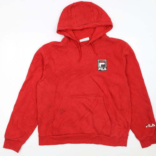 Fila Men Red XL Pullover Hoodie Hooded Sweatshirt Logo Sportswear