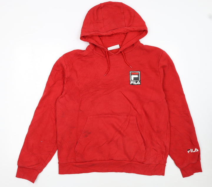 Fila Men Red XL Pullover Hoodie Hooded Sweatshirt Logo Sportswear