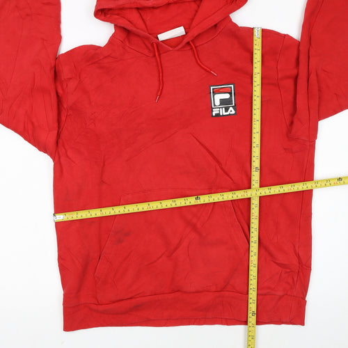 Fila Men Red XL Pullover Hoodie Hooded Sweatshirt Logo Sportswear